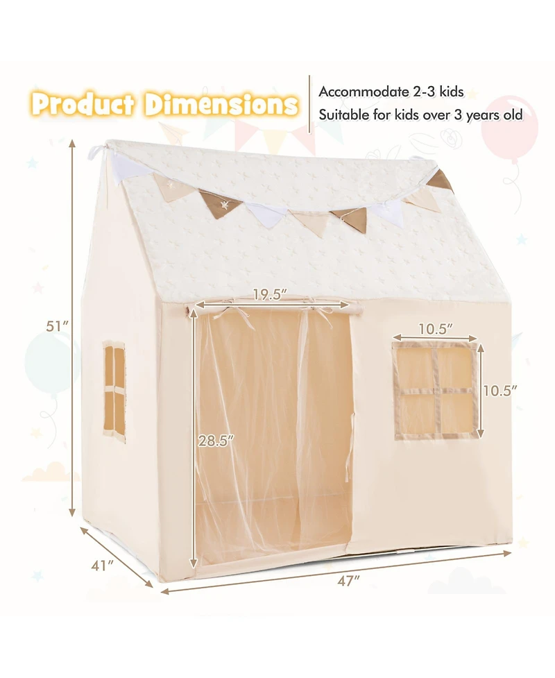 Slickblue Kids Play Tent Large Playhouse with Glow in the Dark Stars and Mat