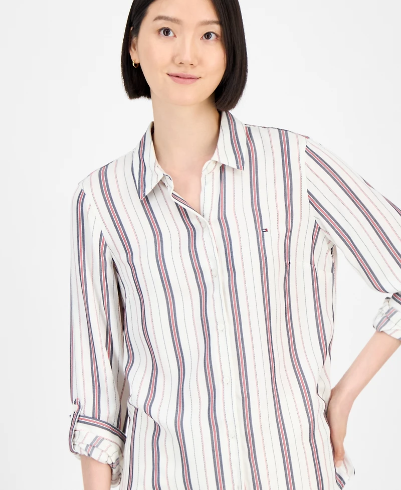 Tommy Hilfiger Women's Striped Roll-Tab Shirt