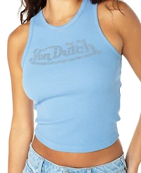 Von Dutch Women's Blue Rhinestone Tank Top