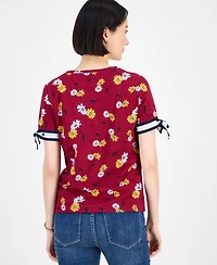 Tommy Hilfiger Women's Daisy-Print Tie-Sleeve Top