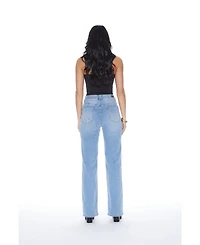 blue revival Women's Flex Back Skyscraper Wide Leg Jeans