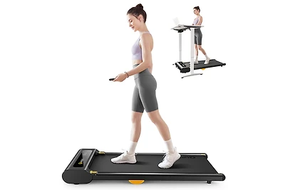 Urevo Smart Walking Pad, Under Desk Treadmill for Home/Office, Portable Walking Treadmill 2.25HP, Walking Jogging Machine with App 265 lbs Weight Capa