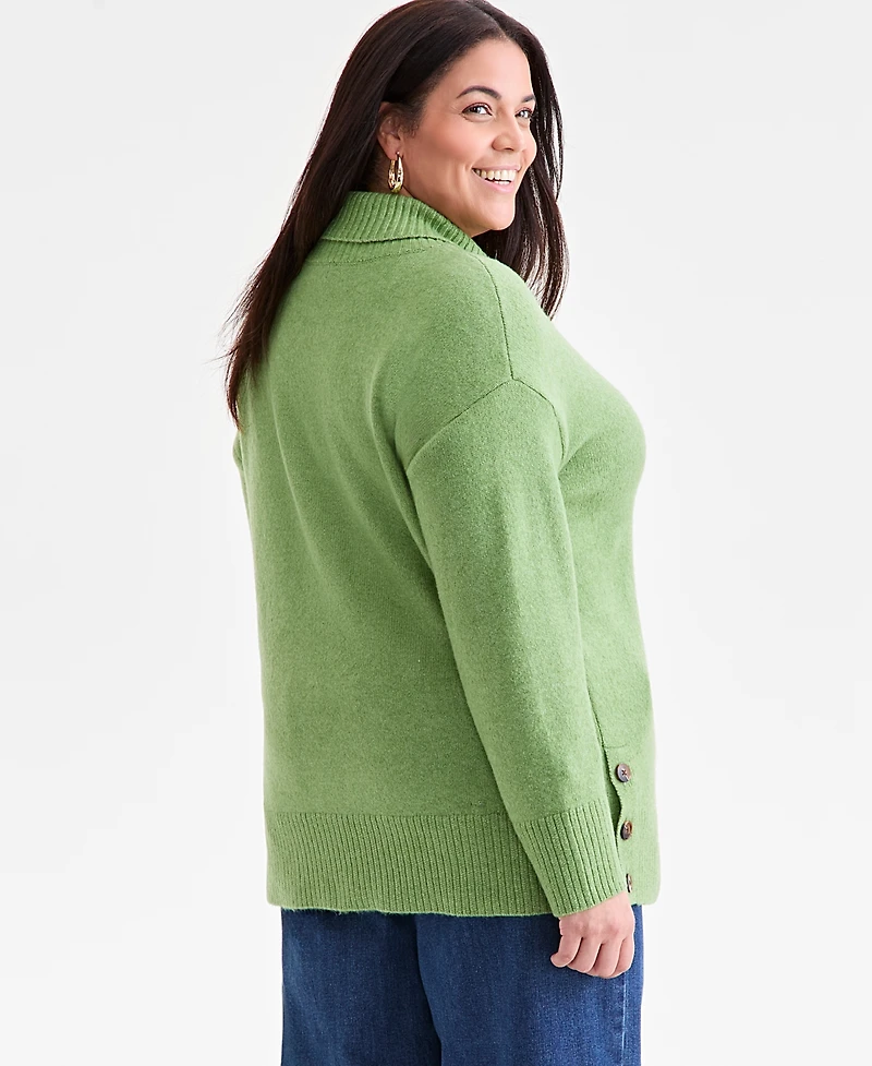 Style & Co Plus Solid Shawl-Collar Tunic Sweater, Macy's Exclusive