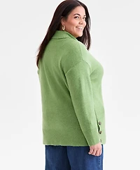 Style & Co Plus Solid Shawl-Collar Tunic Sweater, Macy's Exclusive