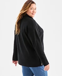 Style & Co Plus Size Solid Shawl-Collar Tunic Sweater, Macy's Exclusive