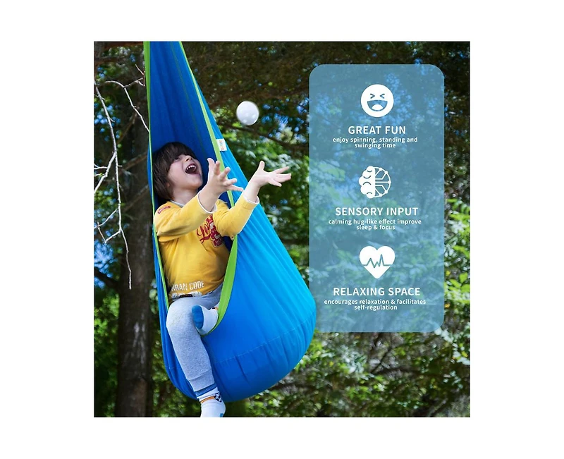 Outree Cotton Kids Pod Swing Seat Blue Pink and Blue,Sensory for Indoor Outdoor