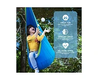 Outree Cotton Kids Pod Swing Seat Blue Pink and Blue,Sensory for Indoor Outdoor