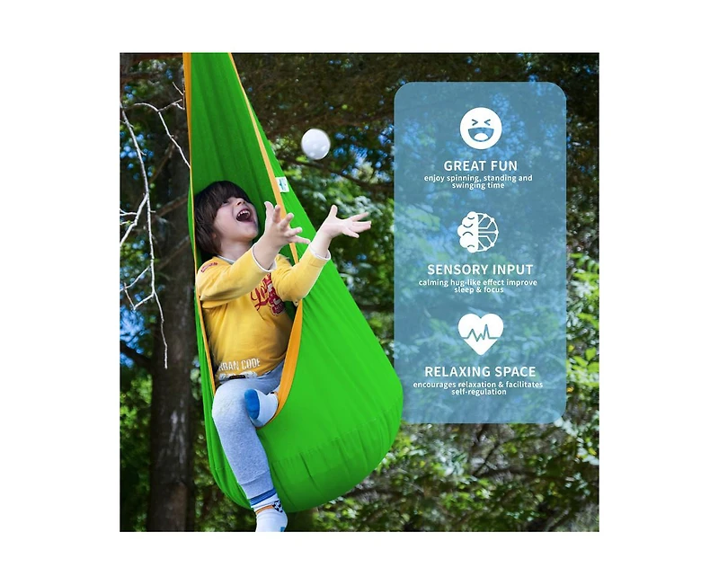 Outree Cotton Kids Pod Swing Seat Blue Pink and Blue,Sensory Swing for Indoor and Outdoor