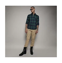 Campus Sutra Men's Navy Blue & Forest Green Buffalo Check Shirt