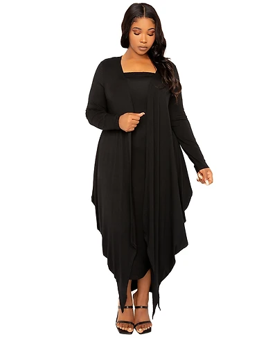 Buxom Couture Plus Cascade Bubbled Hem Cardigan