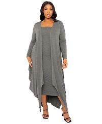 Buxom Couture Plus Size Cascade Bubbled Hem Cardigan