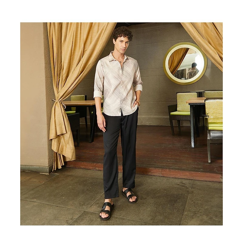 Campus Sutra Men's Saltbox Beige Faded Strokes Shirt