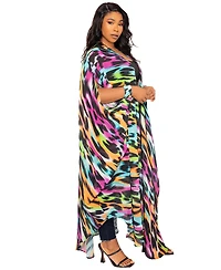 Buxom Couture Plus Size Buom Couture Animal Print Robe with Wrist Band