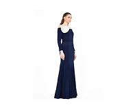 Amri Off-The-Shoulder Long Sleeved Crepe Gown