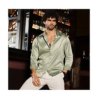Campus Sutra Men's Sage Green Solid Satin Shirt