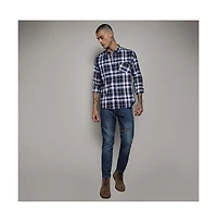 Campus Sutra Men's Navy Blue Tartan Plaid Shirt
