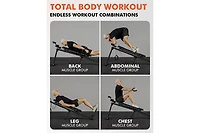 Mikolo Adjustable Seated Calf Raise Machine - Home Gym Leg Trainer with Band Pegs & Weight Plate Loading Red)