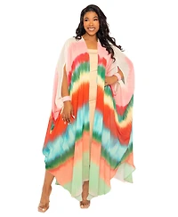 Buxom Couture Women's Ombre Stripe Robe with Wrist Band