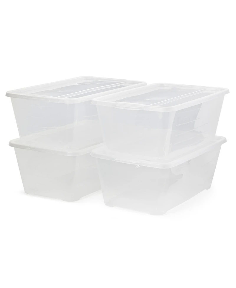 Life Story 6 Quart Rectangular Clear Plastic Lidded Storage Shoe Box, 4 Pack