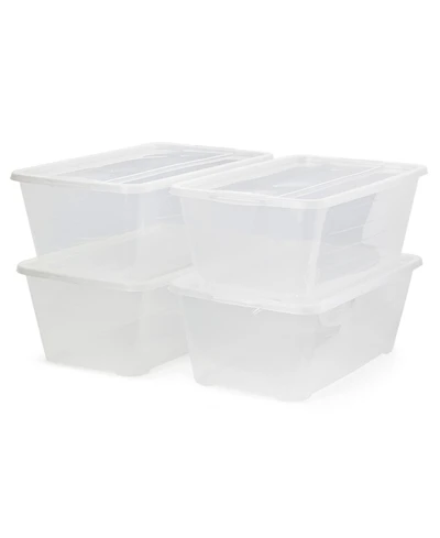 Life Story 6 Quart Rectangular Clear Plastic Lidded Storage Shoe Box, 4 Pack