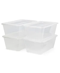 Life Story 6 Quart Rectangular Clear Plastic Lidded Storage Shoe Box, 4 Pack