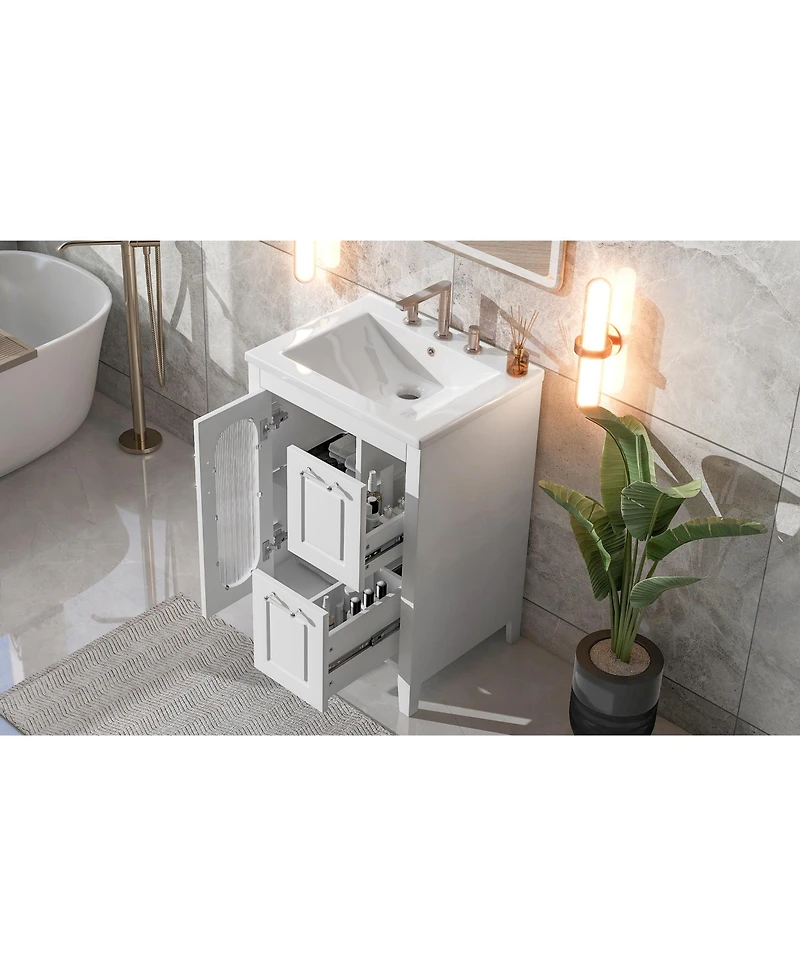 Casainc 24" Bathroom Vanity with Sink, 2 Drawers and Door, Adjustable Shelf