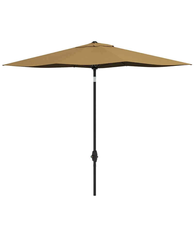 Flynama Outsunny 6.5' x 10' Rectangular Market Umbrella, Patio Outdoor Table Umbrella with Crank and Push Button Tilt