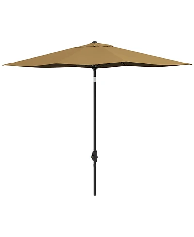 Flynama Outsunny 6.5' x 10' Rectangular Market Umbrella, Patio Outdoor Table Umbrella with Crank and Push Button Tilt