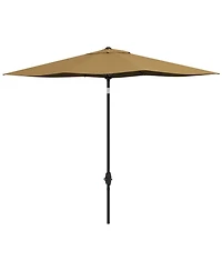 Flynama Outsunny 6.5' x 10' Rectangular Market Umbrella, Patio Outdoor Table Umbrella with Crank and Push Button Tilt