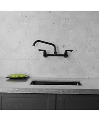 Greenspring 2-Handle Commercial Sink Faucet with 8" Swivel Spout Center Wall Mount Kitchen Polished Chrome