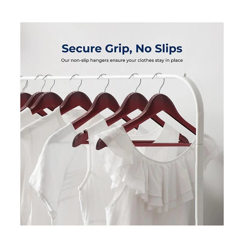 10 Pcs. Wooden Hangers - Non-Slip, Sturdy, and Heavy Duty Suit Hanger Set with Chrome 360° Swivel Hook (Cherry