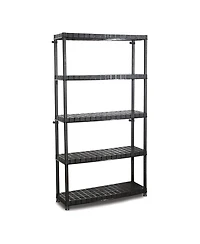Ram Quality Products Optimo 16 inch 5 Tier Plastic Storage Shelves, Black
