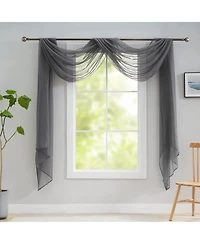 Kate Aurora Hotel Lux 1 Piece Charcoal Gray Sheer Window Scarf Treatment