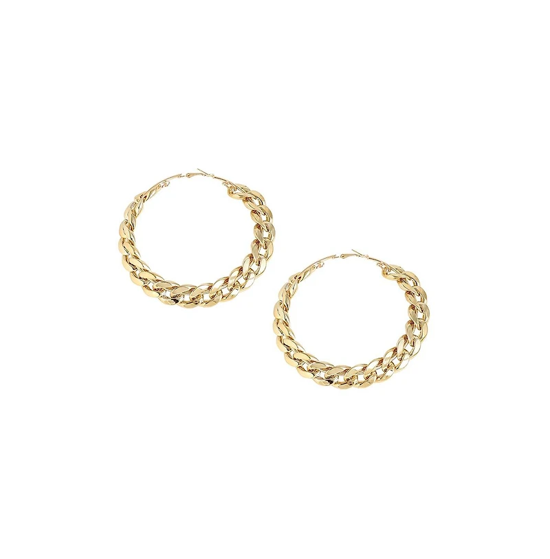 Sohi Women's Gold Chain Hoop Earrings