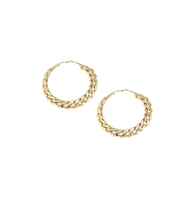 Sohi Women's Gold Chain Hoop Earrings