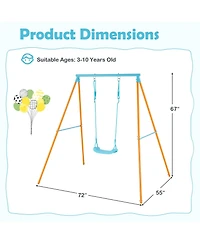 Gymax Toddler Swing Heavy Duty Metal Swing Set w/ A Frame Adjustable Ropes