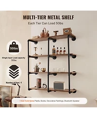 Slickblue 4 Tier Industrial Pipe Wall-Mount Shelf Frame 3PCS Without Planks for Custom Storage