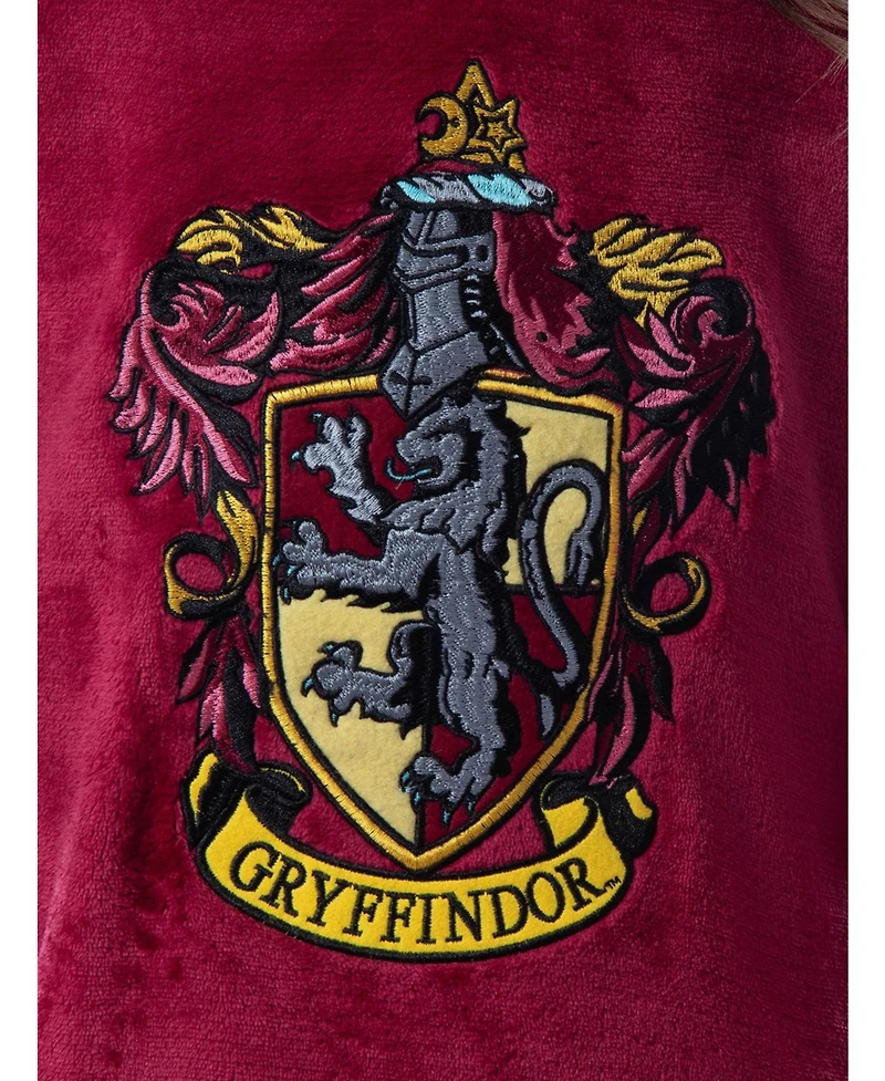 Harry Potter Girls Hogwarts Houses Crest Long-Sleeve Fleece Pajama Nightgown - All