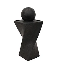 Outdoor Black Ball Solar Powered Water Fountain with Backup Battery and Led Light - 32" - Black