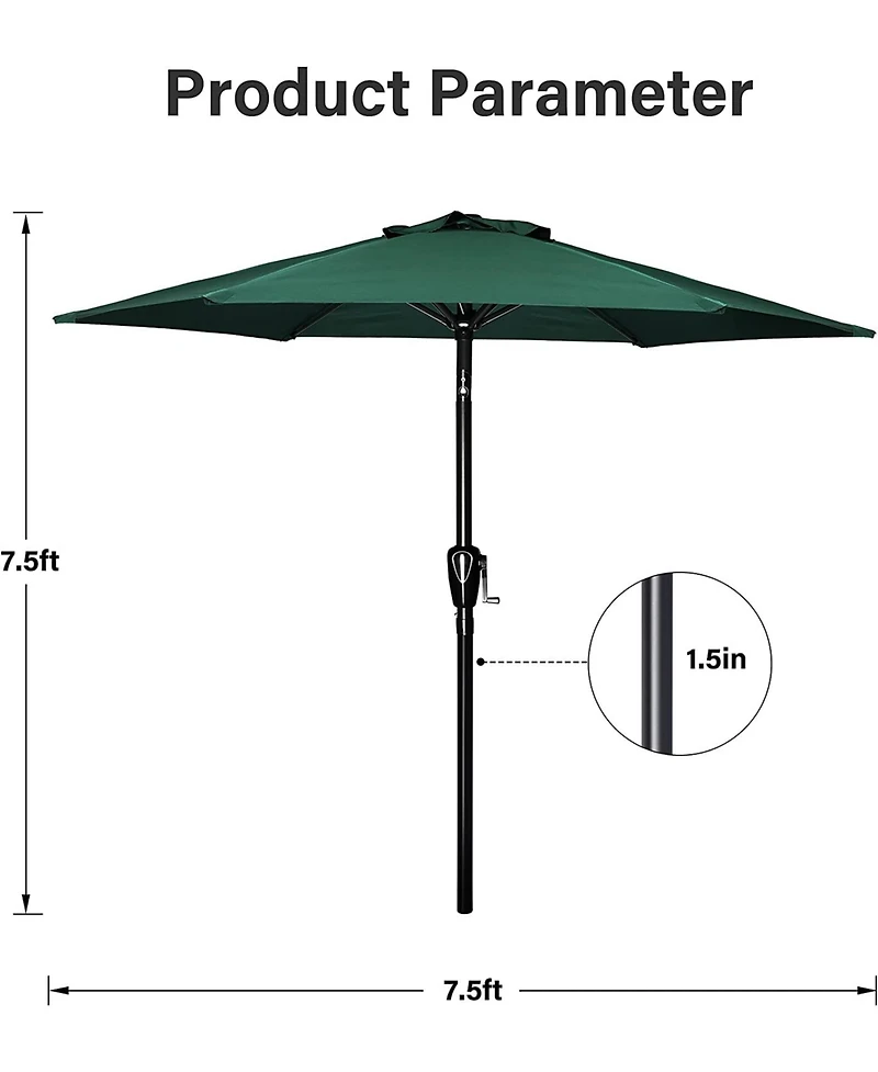 One Simple Deluxe 7.5' Patio Outdoor Table Market Yard Umbrella with Push Button Tilt