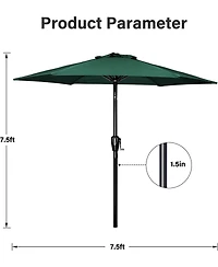 One Simple Deluxe 7.5' Patio Outdoor Table Market Yard Umbrella with Push Button Tilt