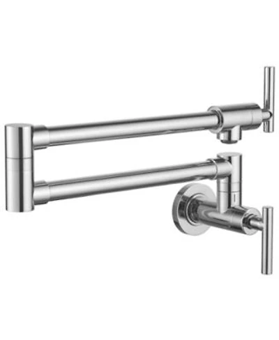 Greenspring Wall Mount Pot Filler Faucet Double Handle Folding Kitchen Restaurant Sink With Dual Joint Swing Arm Commercial In Gold