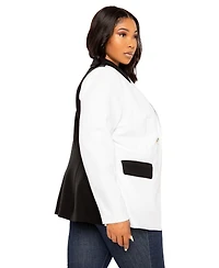 Buxom Couture Plus Contrast Double Breasted Blazer