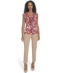 Tommy Hilfiger Women's Ruffled Floral Mixed-Media Top