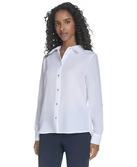 Tommy Hilfiger Women's Slim-Fit Roll-Tab-Sleeve Shirt