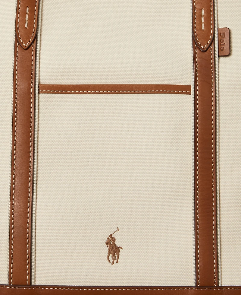 Polo Ralph Lauren Women's Leather-Trim Canvas Shopper Tote