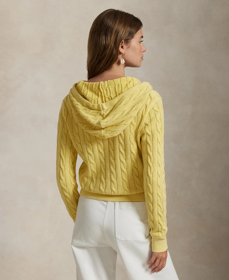 Polo Ralph Lauren Women's Cable-Knit Cotton Full-Zip Hoodie Sweatshirt