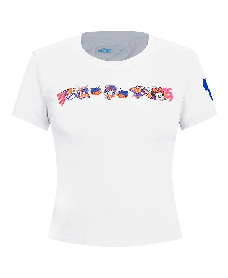 Freeze Max Women's White Mickey Friends Babydoll Cropped T-Shirt