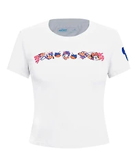 Freeze Max Women's White Mickey Friends Babydoll Cropped T-Shirt