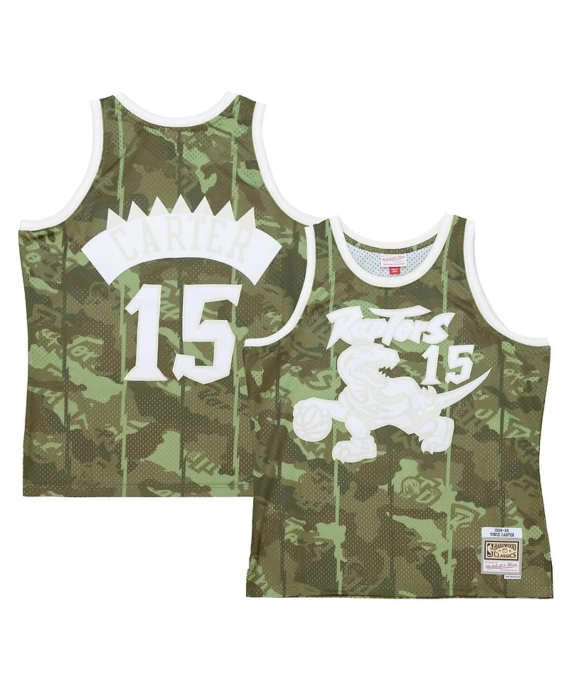 Mitchell & Ness Men's Vince Carter Camo Toronto Raptors Hardwood Classics 1998/99 Ghost Green Swingman Jersey